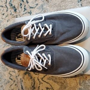 SPERRY GRAY CANVAS BOAT SHOES SIZE 12